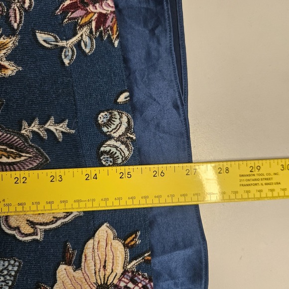 Chicos Womens Sweater 2 Blue Floral Tiered Paisley Satin Hem Teal - Picture 12 of 13